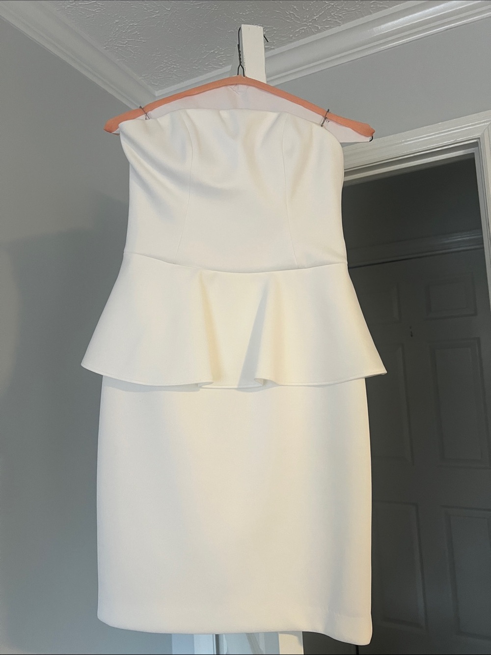 Cache Strapless Cream Peplum Dress